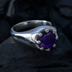Amethyst Halo Egyptian Silver Purple Gems Versatile Abstract Ring Jewellery