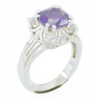 Amethyst Halo French Silver Purple Gemstones Minimal Love Ring Jewelry