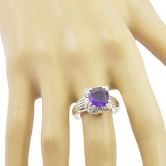 Amethyst Halo French Silver Purple Gemstones Minimal Love Ring Jewelry