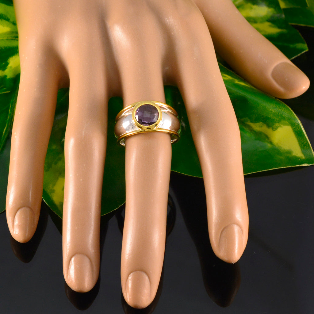 Amethyst Solitaire Russian Sterling Silver Purple Gemstone Classic Modern Ring Jewellery