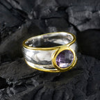 Amethyst Solitaire Russian Sterling Silver Purple Gemstone Classic Modern Ring Jewellery