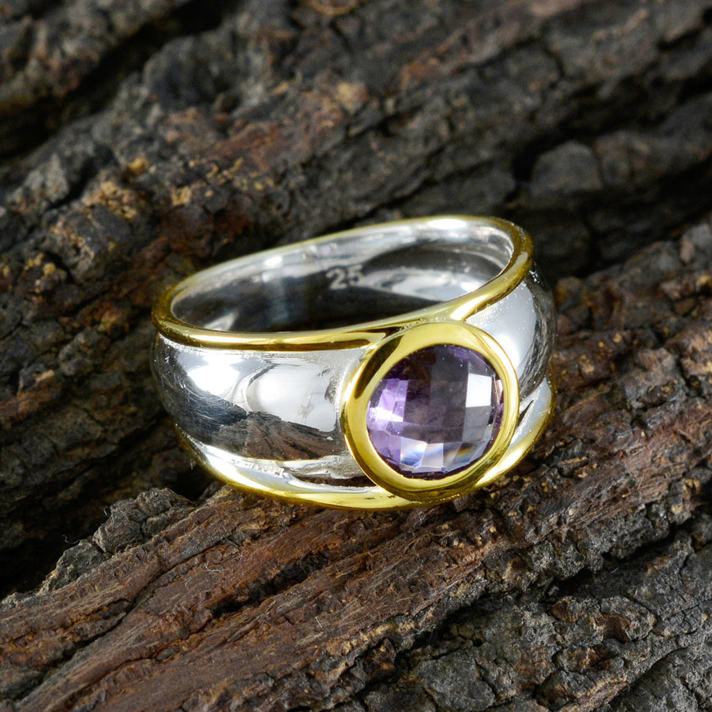 Amethyst Solitaire Russian Sterling Silver Purple Gemstone Classic Modern Ring Jewellery
