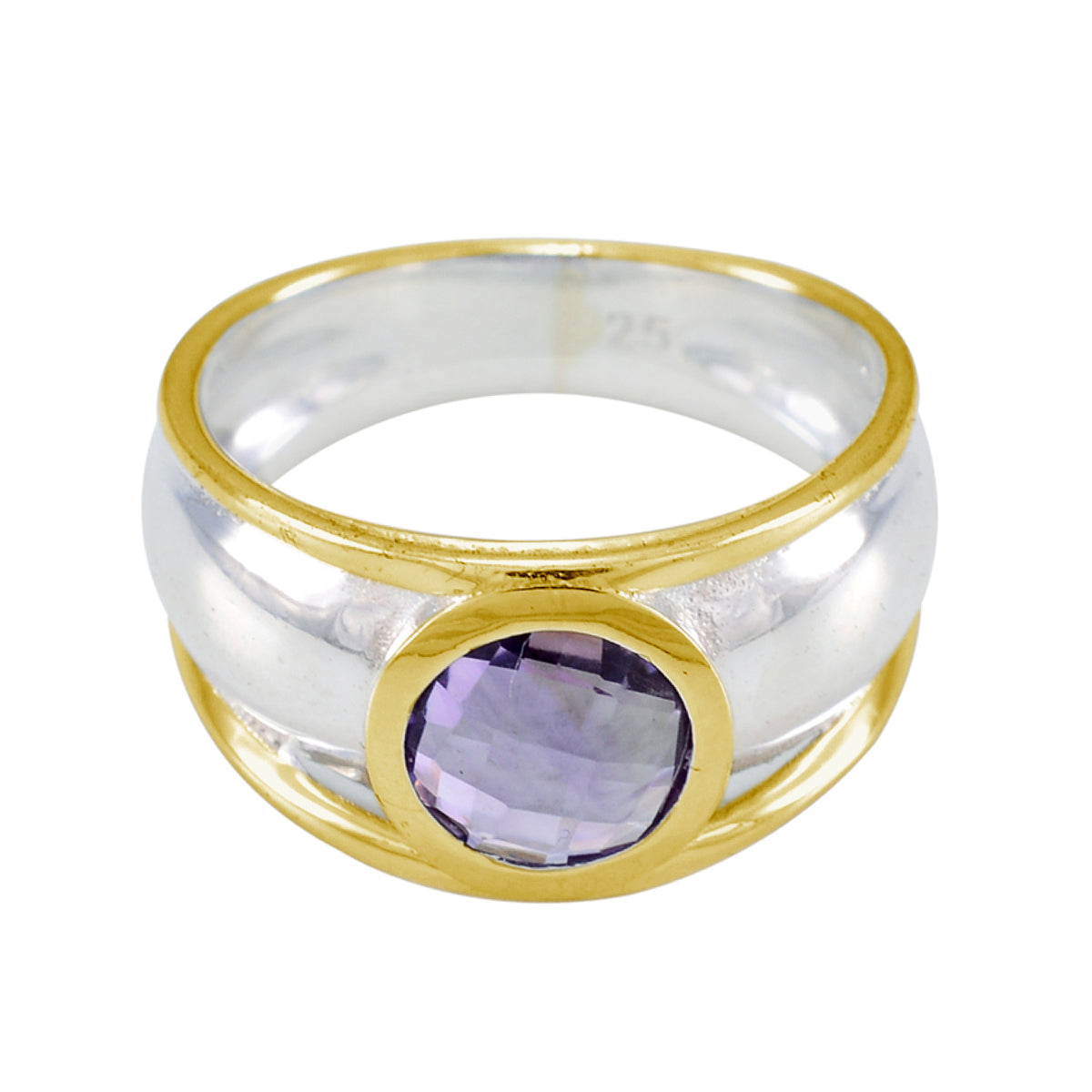 Amethyst Solitaire Russian Sterling Silver Purple Gemstone Classic Modern Ring Jewellery Image principale du produit