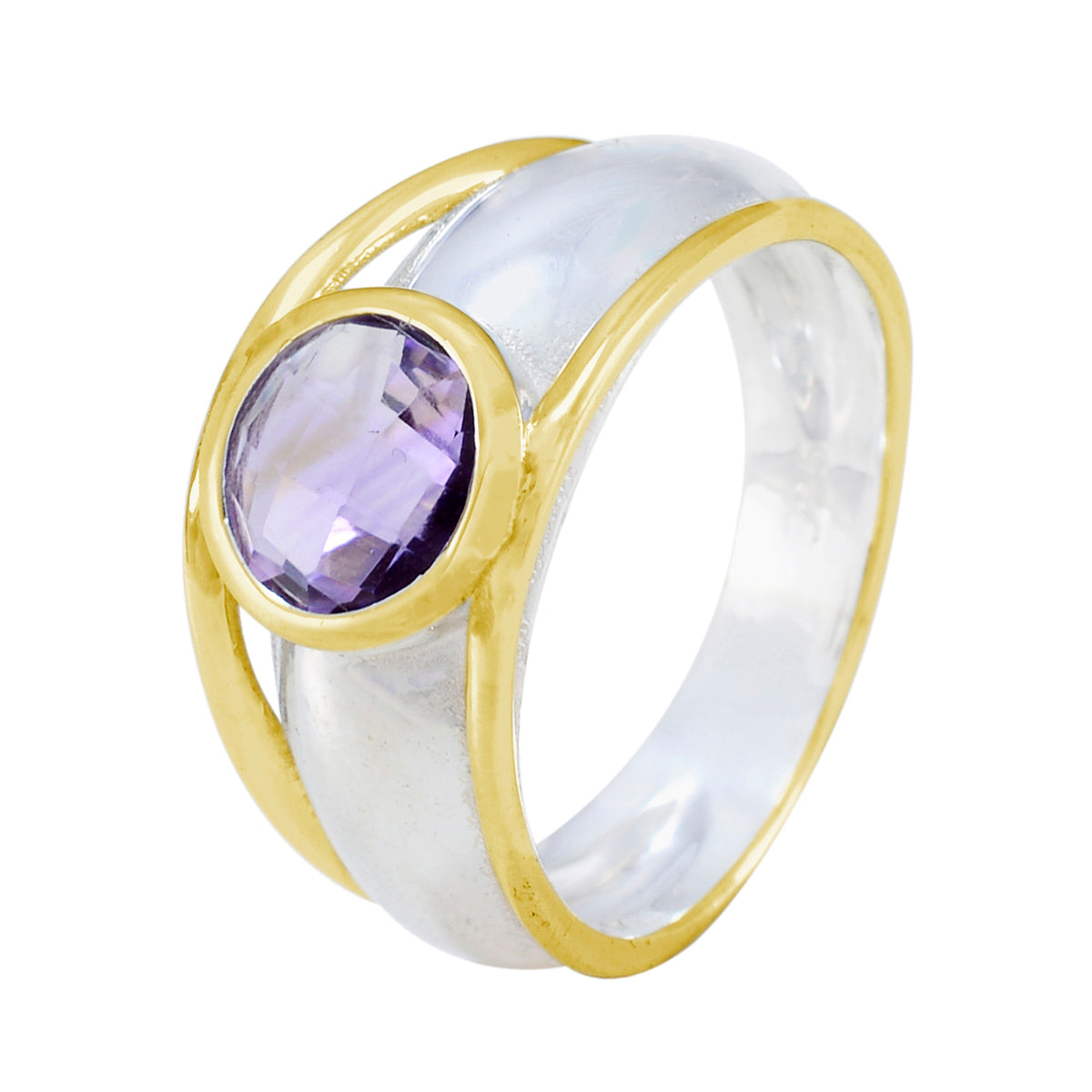 Bague classique et moderne en argent sterling russe avec solitaire en améthyste et pierre précieuse violette Image secondaire du produit