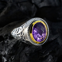 Amethyst Solitaire Mexican Sterling Silver Purple Gemstone Eye catching Filigree Ring Jewellery