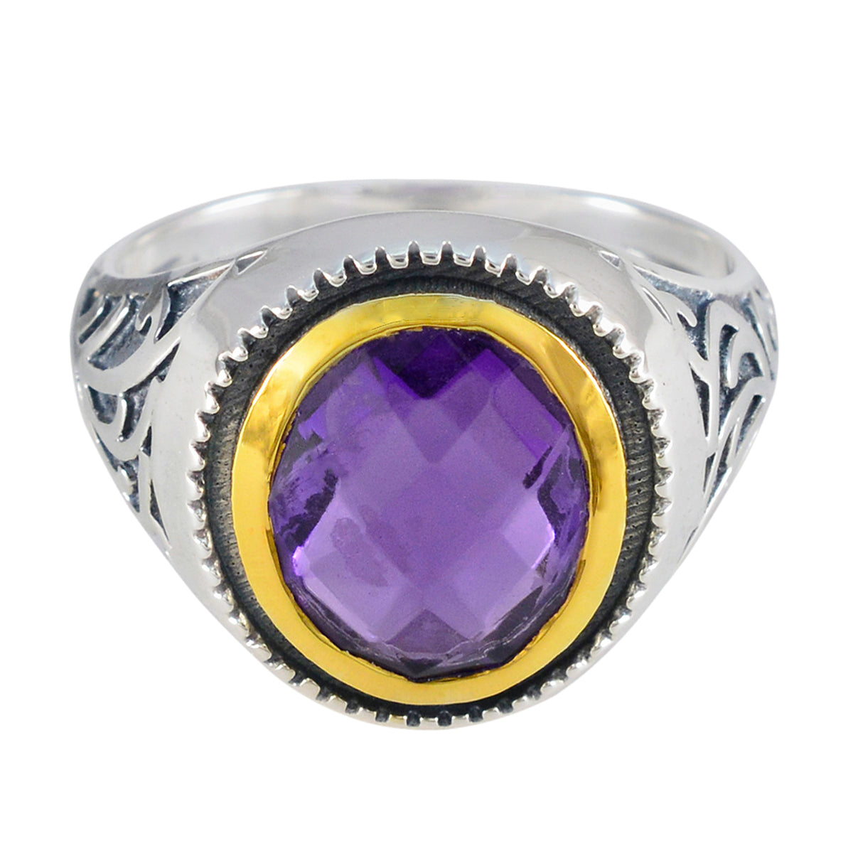 Amethyst Solitär Mexikanischer Sterling Silber Lila Edelstein Auffälliger Filigraner Ring Schmuck Hauptbild
