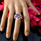 Amethyst Solitaire Moroccan 925 Silver Purple Gemstone Tiny wedding Ring Jewelry