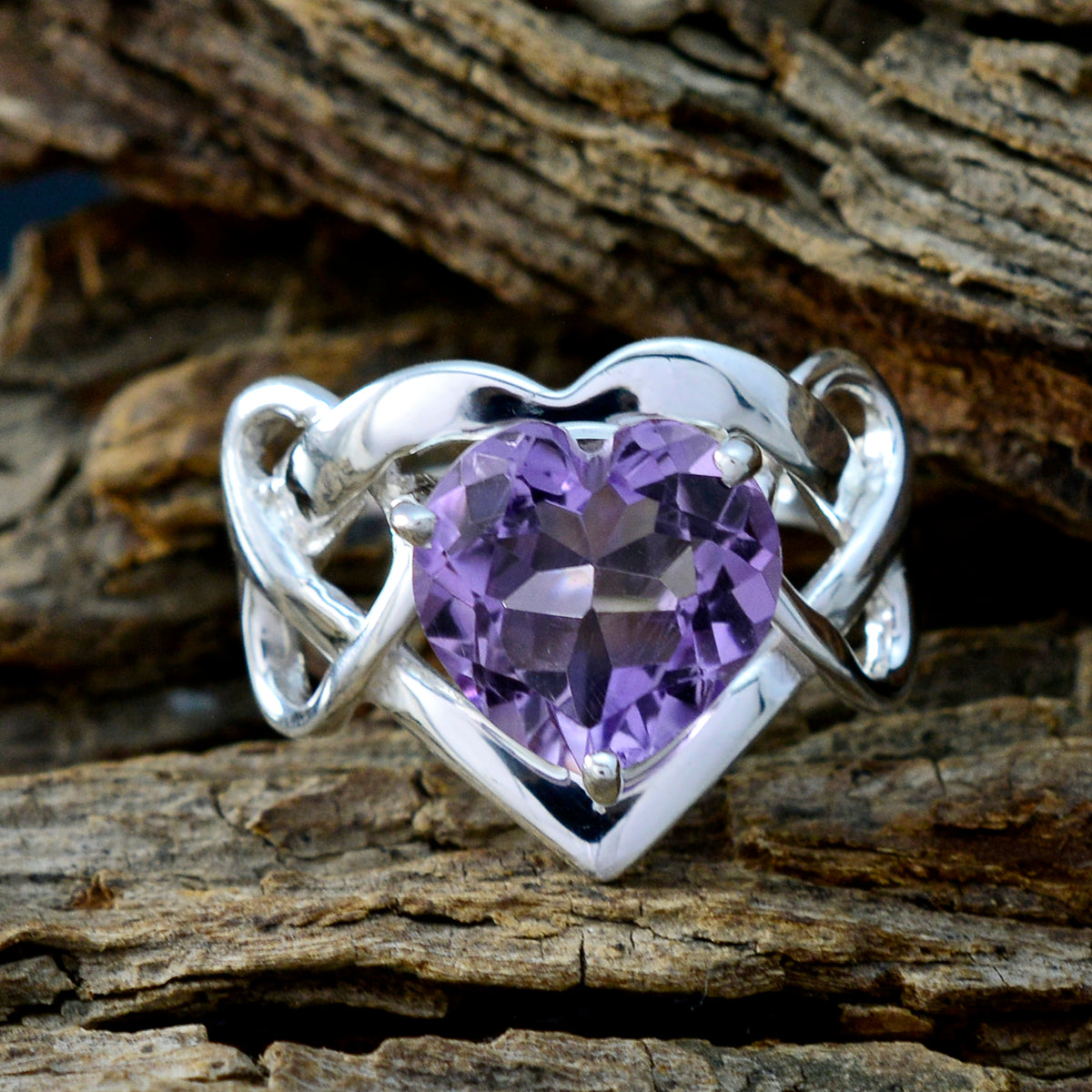 Amethyst Solitaire Moroccan 925 Silver Purple Gemstone Tiny wedding Ring Jewelry