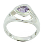 Amethyst Solitaire French 92.5 Silver Purple Gemstone Eye catching Engagement Ring Jewelry