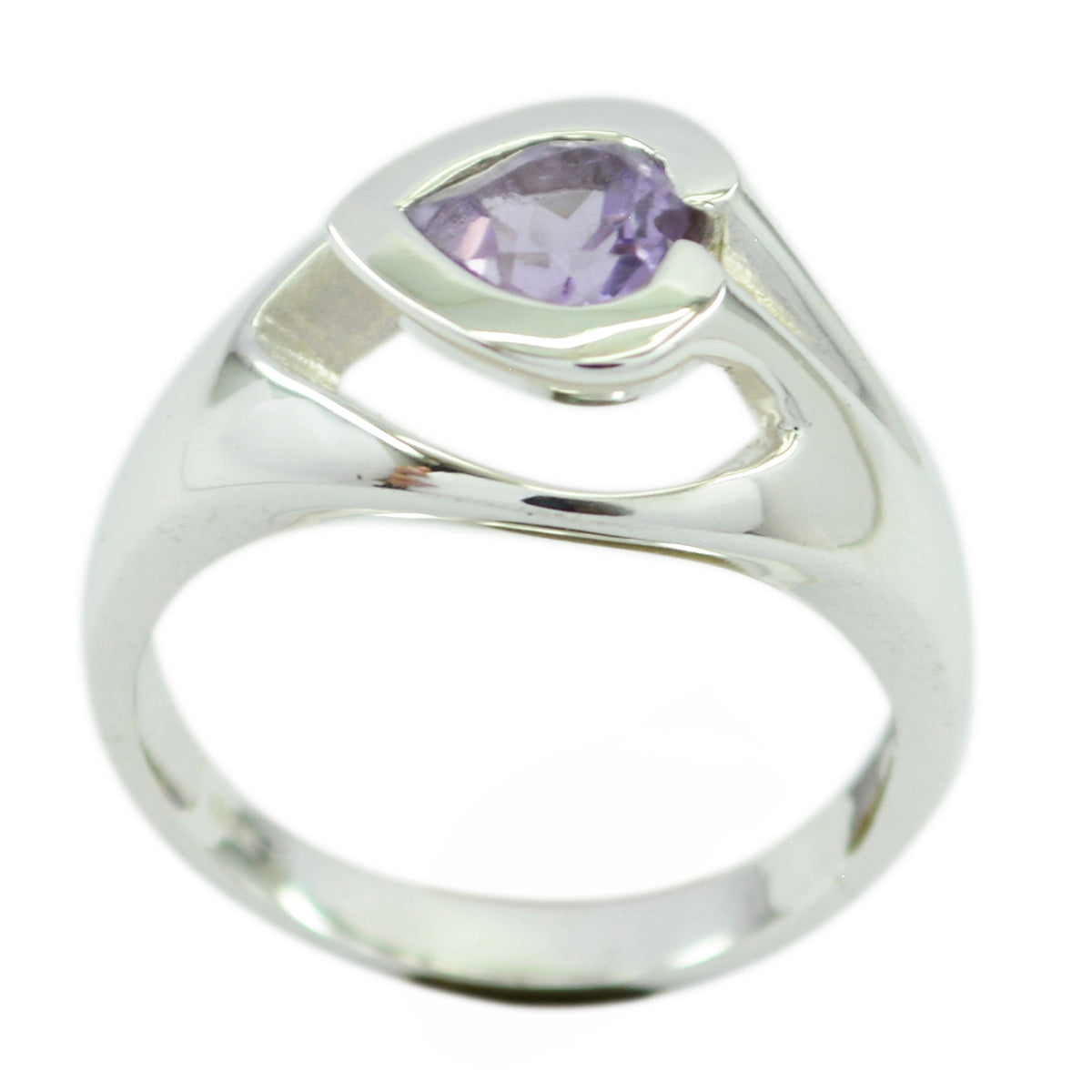 Amethyst Solitaire French 92.5 Silver Purple Gemstone Eye catching Engagement Ring Jewelry