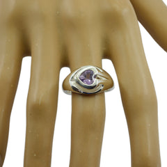 Amethyst Solitaire French 92.5 Silver Purple Gemstone Eye catching Engagement Ring Jewelry