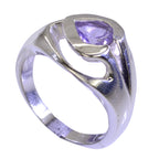 Amethyst Solitaire French 92.5 Silver Purple Gemstone Eye catching Engagement Ring Jewelry