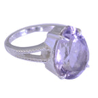 Amethyst Solitaire Moroccan Silver Purple Gemstone Versatile Romantic Ring Jewelry