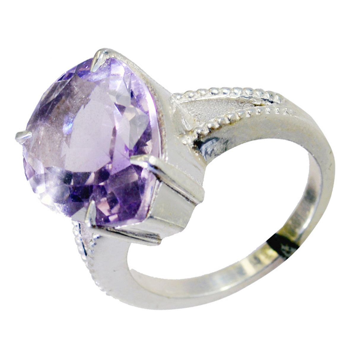 Amethyst Solitaire Moroccan Silver Purple Gemstone Versatile Romantic Ring Jewelry