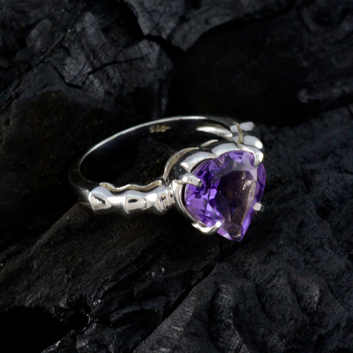 Amethyst Solitaire American 925 Silver Purple Gemstones Whisper thin Promise Ring Jewellery