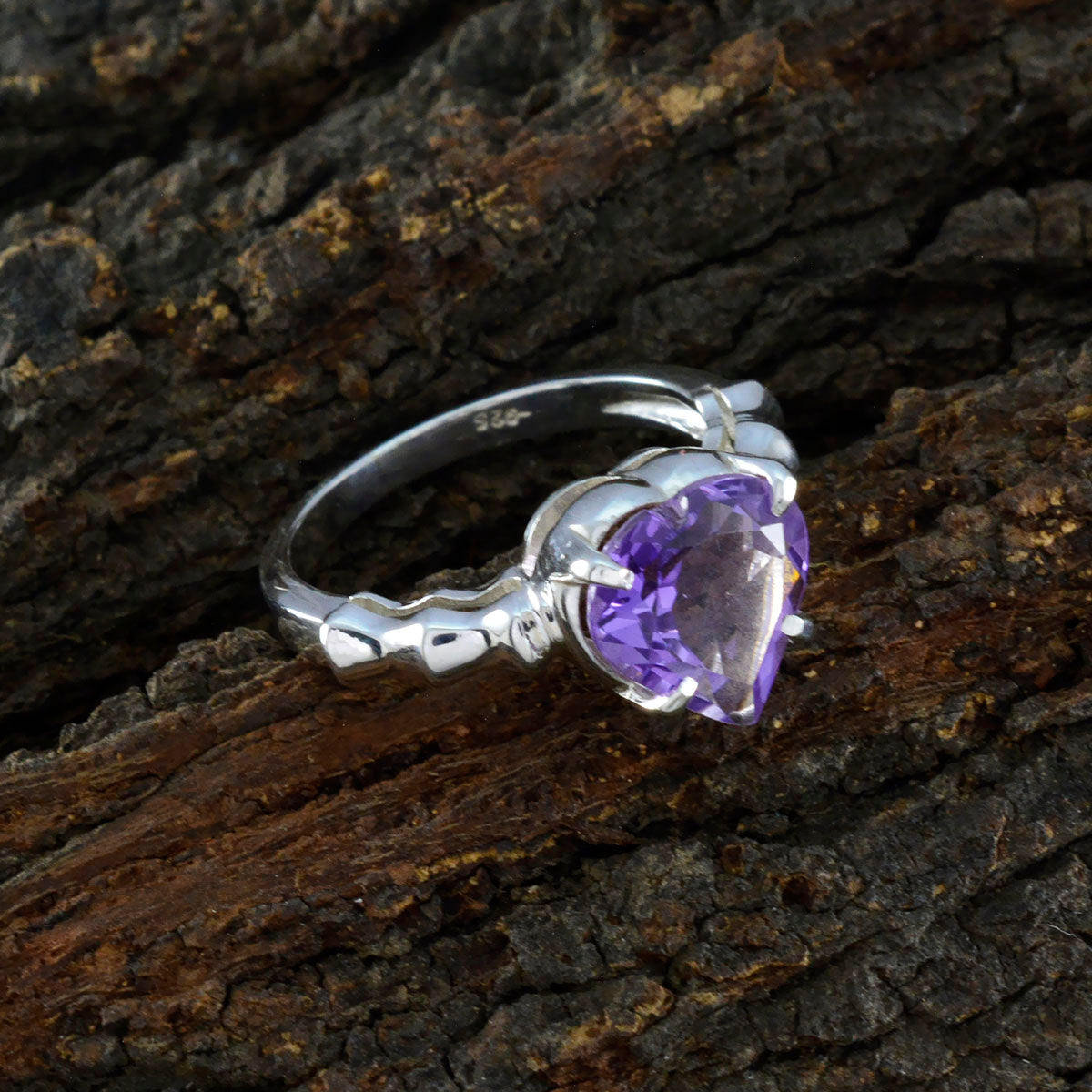 Amethyst Solitaire American 925 Silver Purple Gemstones Whisper thin Promise Ring Jewellery