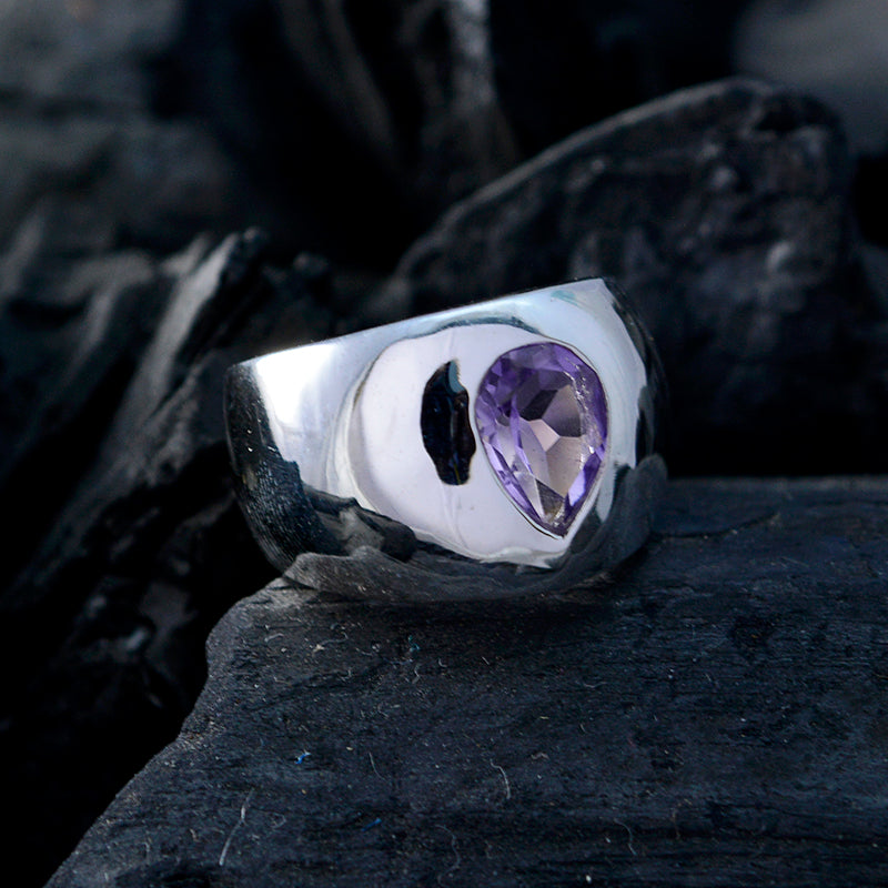 Amethyst Solitaire Russian 92.5 Silver Purple Gems Versatile Romantic Ring Jewelry