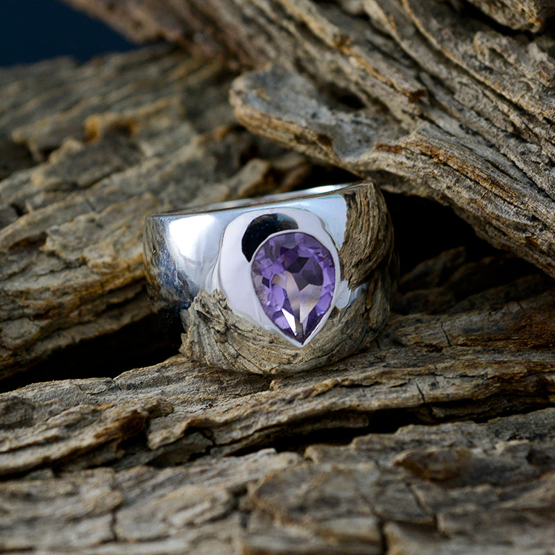 Amethyst Solitaire Russian 92.5 Silver Purple Gems Versatile Romantic Ring Jewelry
