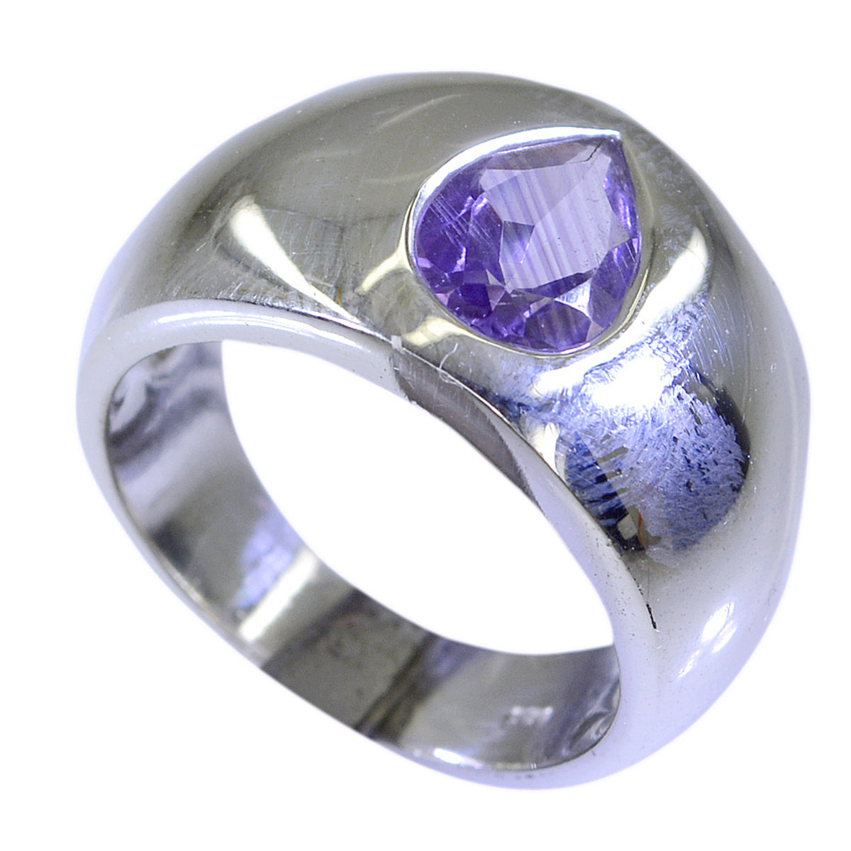Amethyst Solitaire Russian 92.5 Silver Purple Gems Versatile Romantic Ring Jewelry Huvudsaklig produktbild