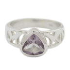 Amethyst Solitaire Egyptian Silver Purple Gemstones Tiny Graceful Ring Jewelry