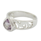Amethyst Solitaire Egyptian Silver Purple Gemstones Tiny Graceful Ring Jewelry