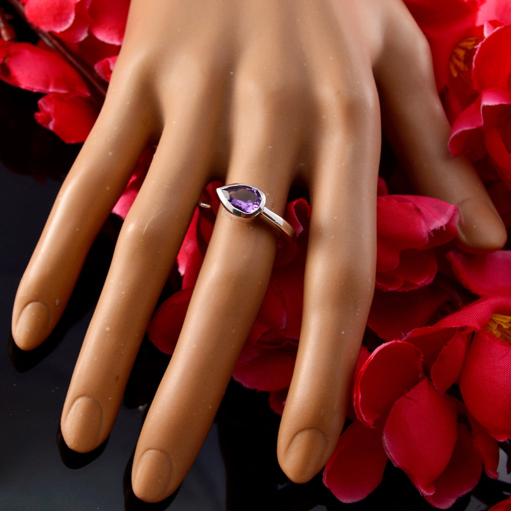 Amethyst Solitaire Egyptian Sterling Silver Purple Gems Featherlight Fairytale Ring Jewelry