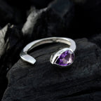 Amethyst Solitaire Egyptian Sterling Silver Purple Gems Featherlight Fairytale Ring Jewelry