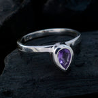 Amethyst Solitaire Korean 92.5 Silver Purple Gemstones Dainty propsel Ring Jewelry