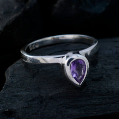 Amethyst Solitaire Korean 92.5 Silver Purple Gemstones Dainty propsel Ring Jewelry