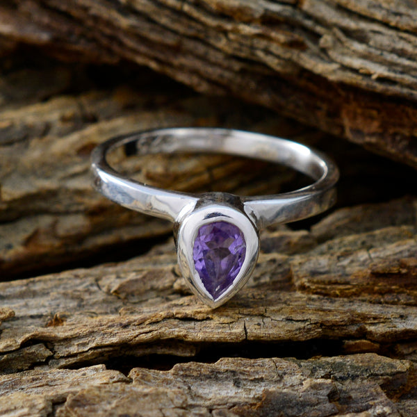 Amethyst Solitaire Korean 92.5 Silver Purple Gemstones Dainty propsel Ring Jewelry