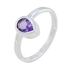 Amethyst Solitaire Korean 92.5 Silver Purple Gemstones Dainty propsel Ring Jewelry