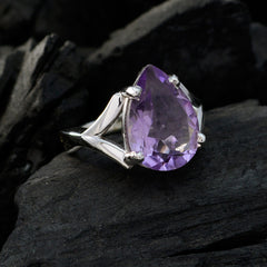 Amethyst Solitaire Russian Silver Purple Gems Minimal propsel Ring Jewellery