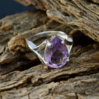 Amethyst Solitaire Russian Silver Purple Gems Minimal propsel Ring Jewellery