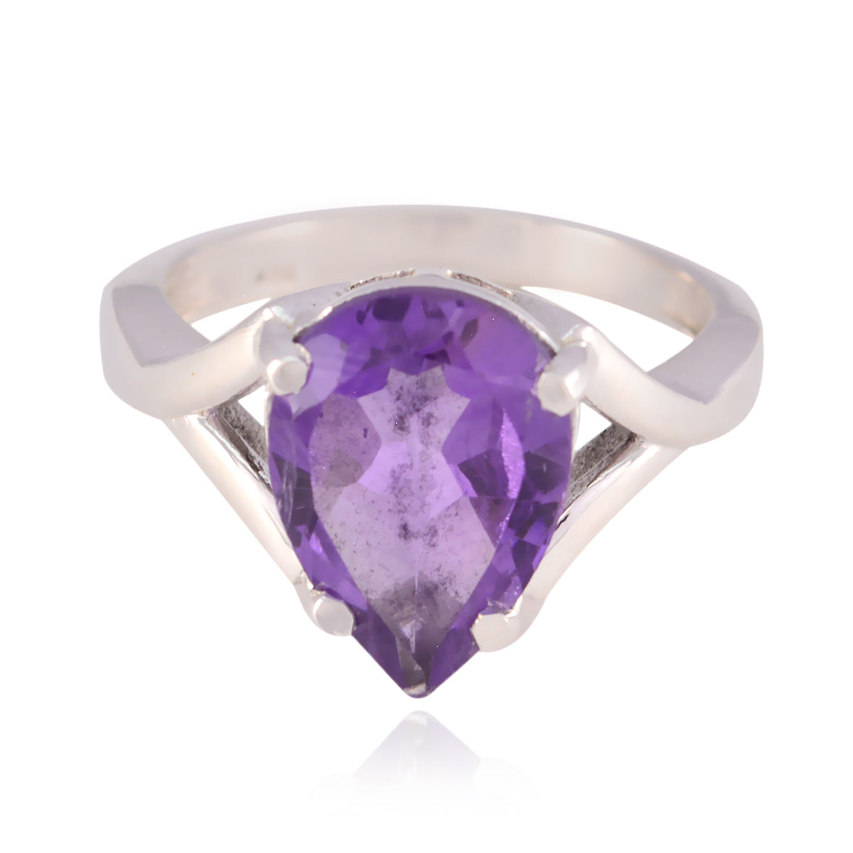 Amethyst Solitaire Russian Silver Purple Gems Minimal propsel Ring Jewellery Hoofdafbeelding
