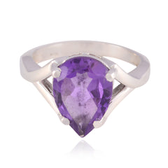 Amethyst Solitaire Russian Silver Purple Gems Minimal propsel Ring Jewellery