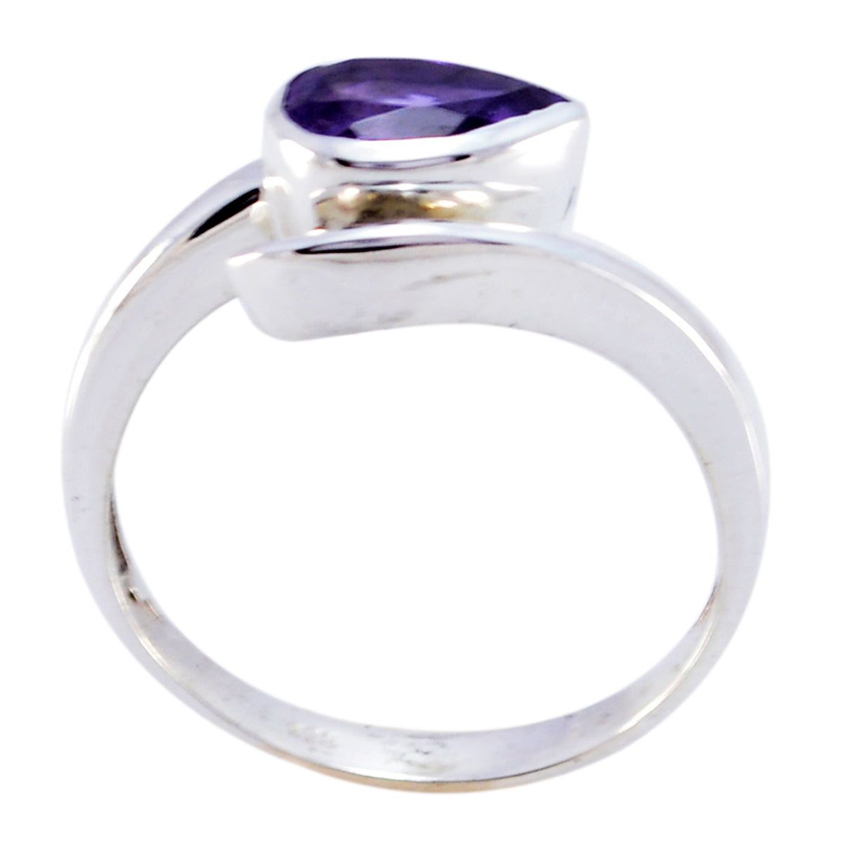 Amethyst Solitaire French 925 Sterling Silver Purple Gemstone Slim Feminine Ring Jewellery