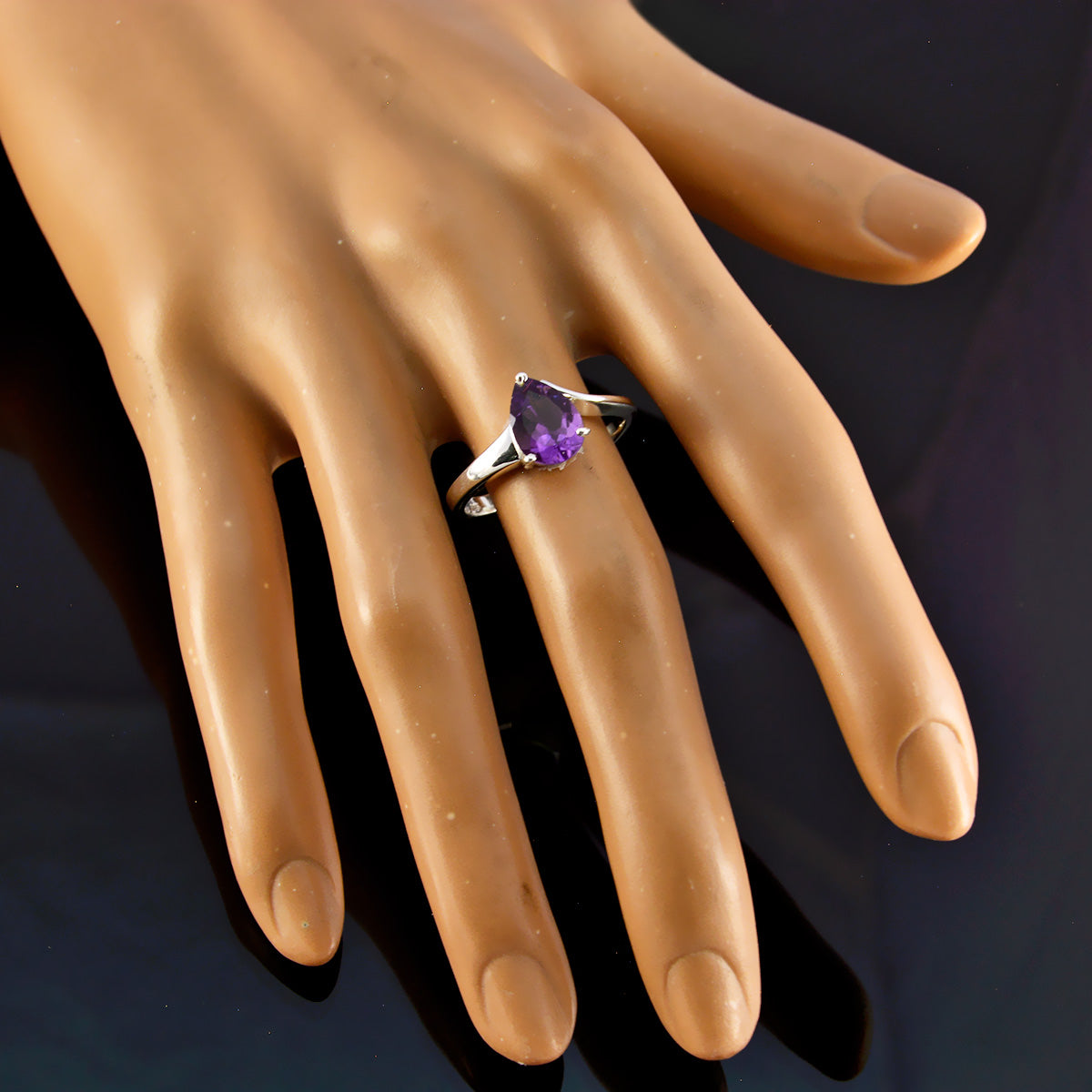 Amethyst Solitaire Korean 925 Sterling Silver Purple Gems Whisper thin Sophisticated Ring Jewelry