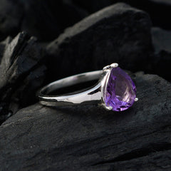 Amethyst Solitaire Korean 925 Sterling Silver Purple Gems Whisper thin Sophisticated Ring Jewelry