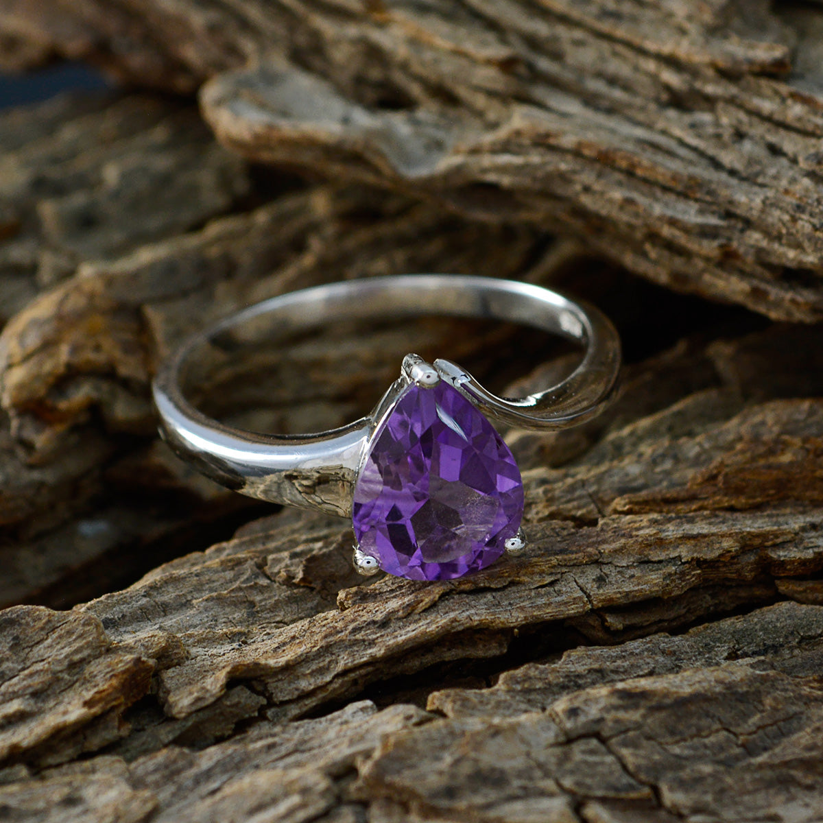 Amethyst Solitaire Korean 925 Sterling Silver Purple Gems Whisper thin Sophisticated Ring Jewelry