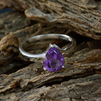 Amethyst Solitaire Korean 925 Sterling Silver Purple Gems Whisper thin Sophisticated Ring Jewelry