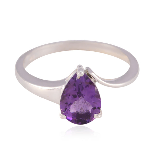 Amethyst Solitaire Korean 925 Sterling Silver Purple Gems Whisper thin Sophisticated Ring Jewelry