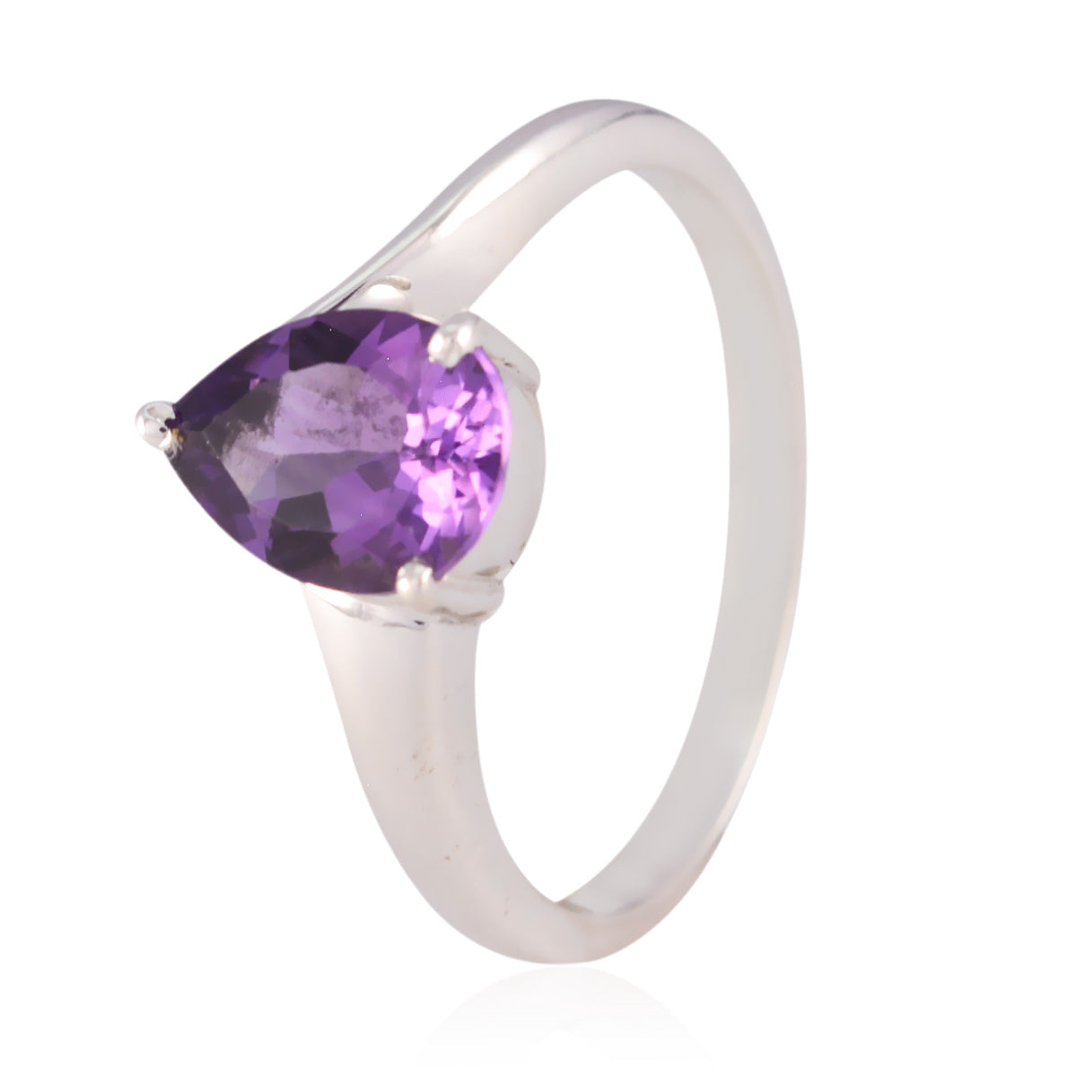 Amethyst Solitaire Korean 925 Sterling Silver Purple Gems Whisper thin Sophisticated Ring Jewelry