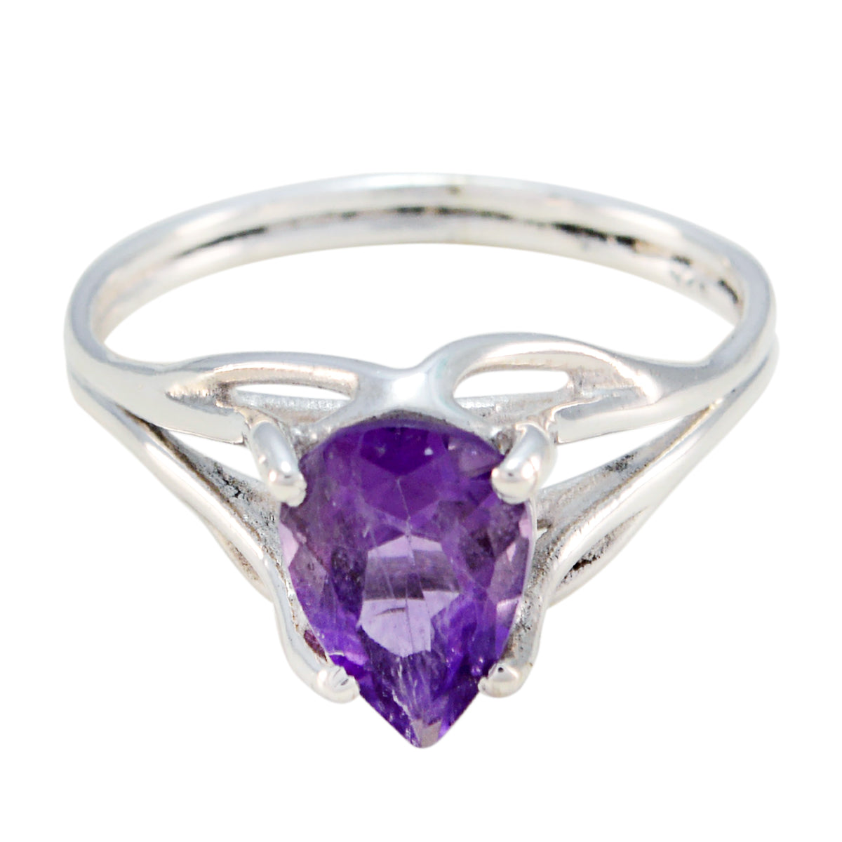 Amethyst Solitaire Japanese Silver Purple Gemstone Dainty Romantic Ring Jewelry Huvudsaklig produktbild