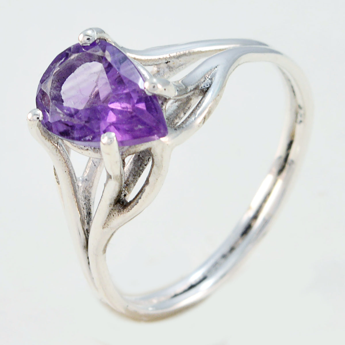Ametist Solitaire Japansk Silver Lila Ädelsten Elegant Romantisk Ringsmycken Sekundär produktbild