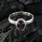 Amethyst Solitaire Russian Silver Purple Gemstone Featherlight Graceful Ring Jewellery