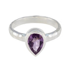 Amethyst Solitaire Russian Silver Purple Gemstone Featherlight Graceful Ring Jewellery