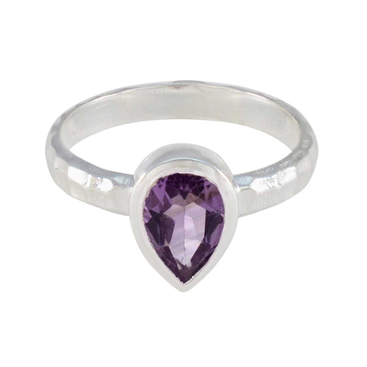 Amethyst Solitaire Russian Silver Purple Gemstone Featherlight Graceful Ring Jewellery