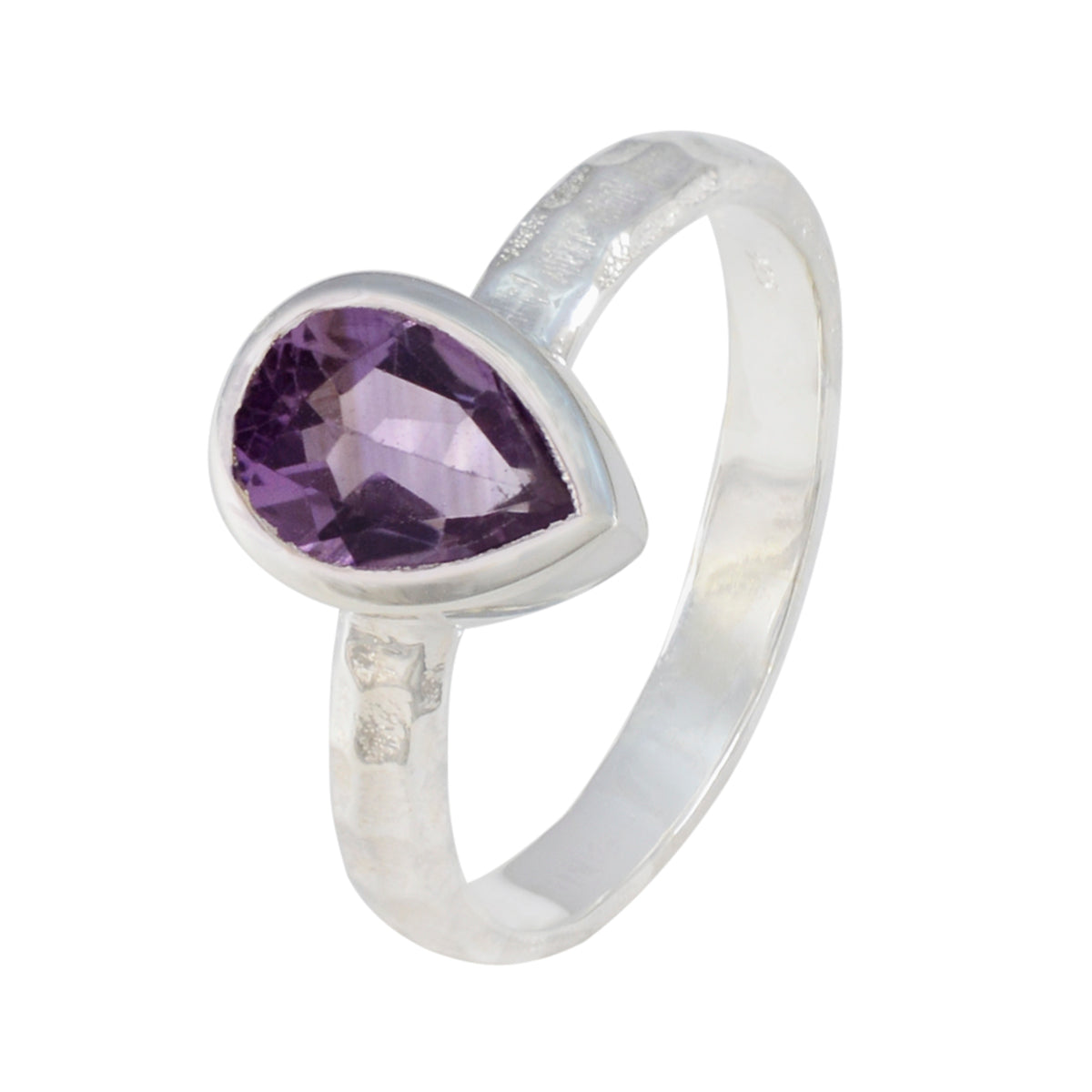 Amethyst Solitaire Russian Silver Purple Gemstone Featherlight Graceful Ring Jewellery