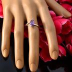 Amethyst Solitaire Korean Silver Purple Gemstone Elegant  Modern Ring Jewelry