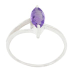 Amethyst Solitaire Korean Silver Purple Gemstone Elegant  Modern Ring Jewelry
